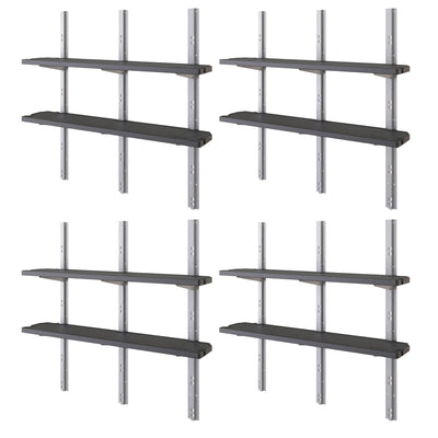 Suncast Vertical Shed 8 Shelf Kit Space Saving Wall Mount Outdoor Storage, Black
