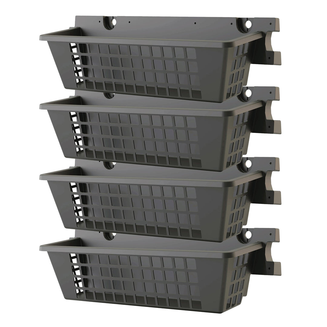 Suncast 4 Pack 25 x 7.25 Inch Resin Basket Accessory for Outdoor Shed, Black