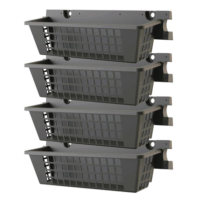 Suncast 4 Pack 25 x 7.25 Inch Resin Basket Accessory for Outdoor Shed, Black
