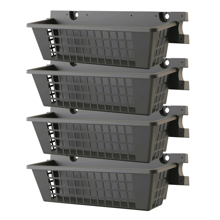 Suncast 4 Pack 25 x 7.25 Inch Resin Basket Accessory for Outdoor Shed, Black