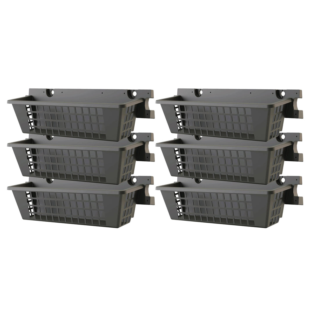 Suncast 6 Pack 25 x 7.25 Inch Resin Basket Accessory for Outdoor Shed, Black