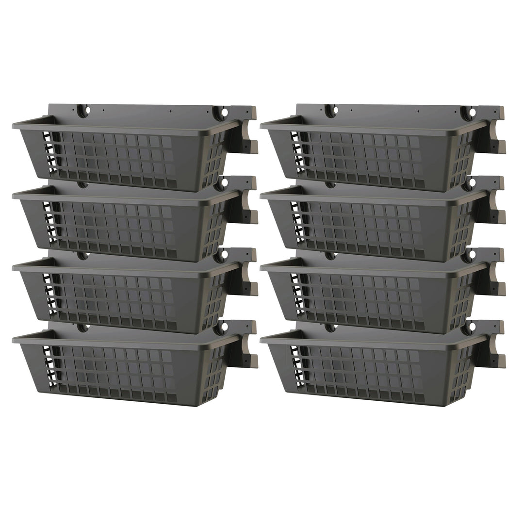 Suncast 8 Pack 25 x 7.25 Inch Resin Basket Accessory for Outdoor Shed, Black