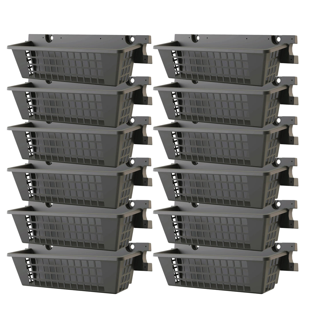 Suncast 12 Pack 25 x 7.25 Inch Resin Basket Accessory for Outdoor Shed, Black