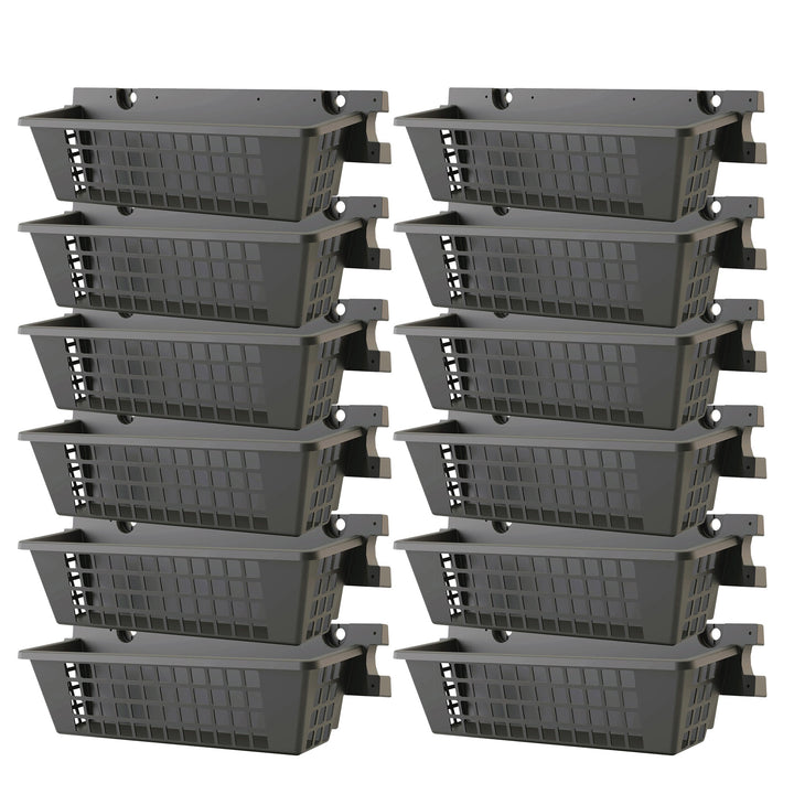 Suncast 12 Pack 25 x 7.25 Inch Resin Basket Accessory for Outdoor Shed, Black