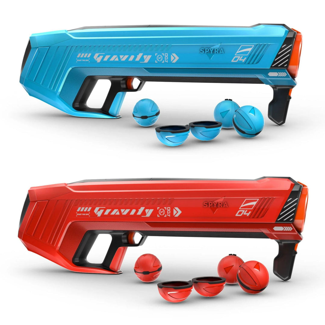 SPYRA 2 Pack Electric Water Bomb Launcher LED Display, SpyraGravity, Blue/Red