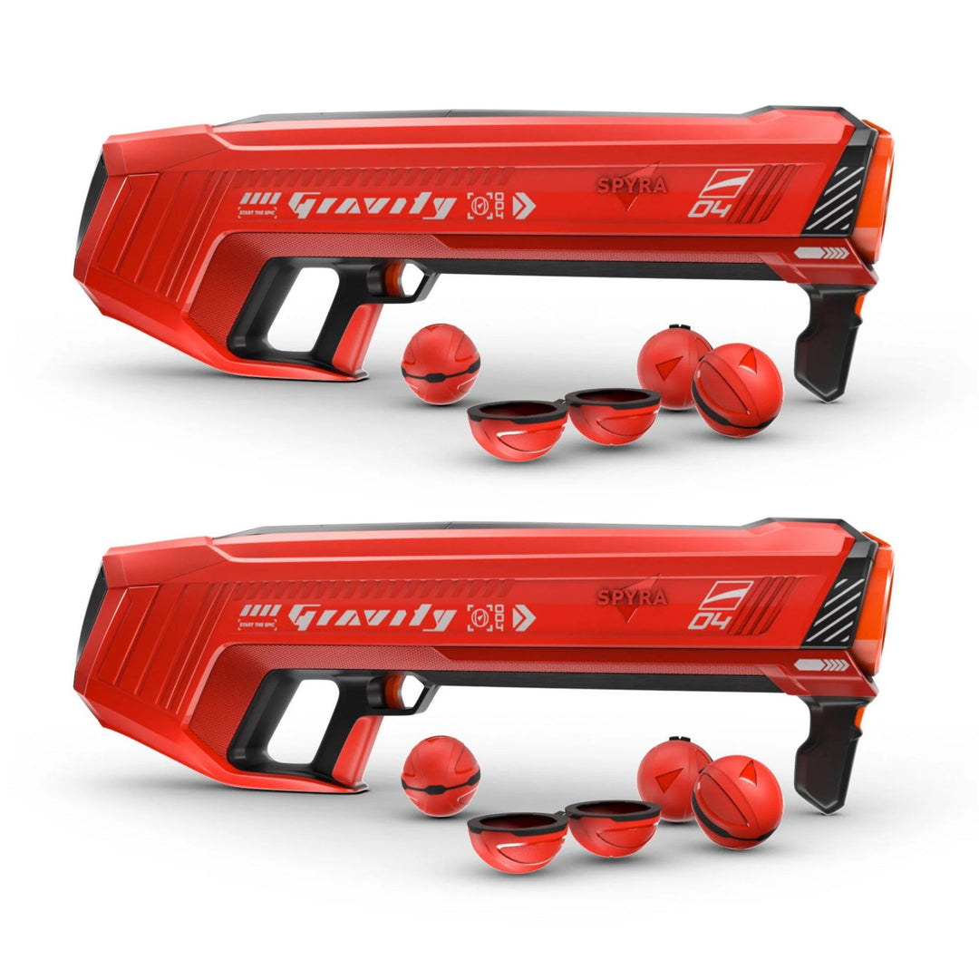 SPYRA 2 Pack Electric Water Bomb Launcher with LED Display, SpyraGravity, Red