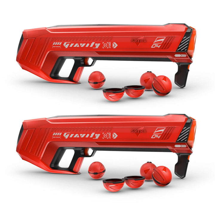 SPYRA 2 Pack Electric Water Bomb Launcher with LED Display, SpyraGravity, Red
