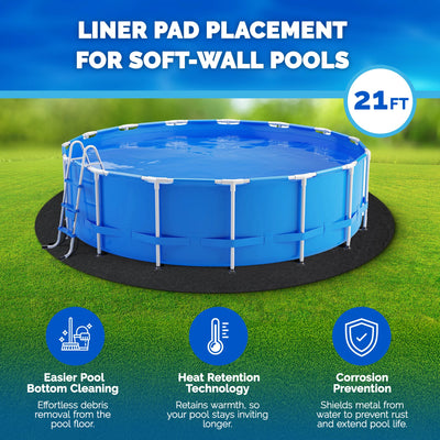Swimline Hydrotools Above Ground Round Liner Pad, Pool Protector Mat, 21 Ft - VMInnovations