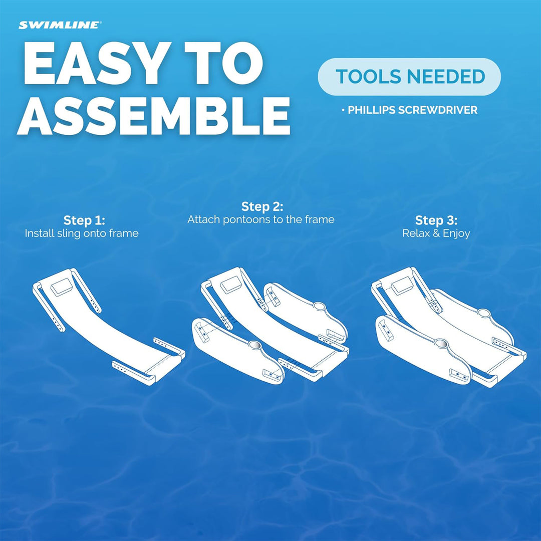 Swimline Sunchaster Sling Style Floating Water Lounge Chair, Swimming Pool Float