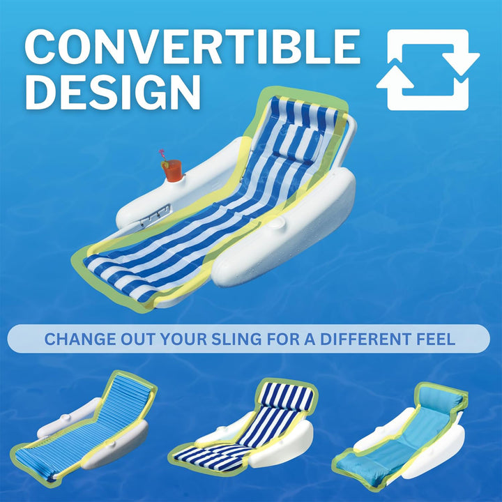 Swimline Sunchaster Sling Style Floating Water Lounge Chair, Swimming Pool Float