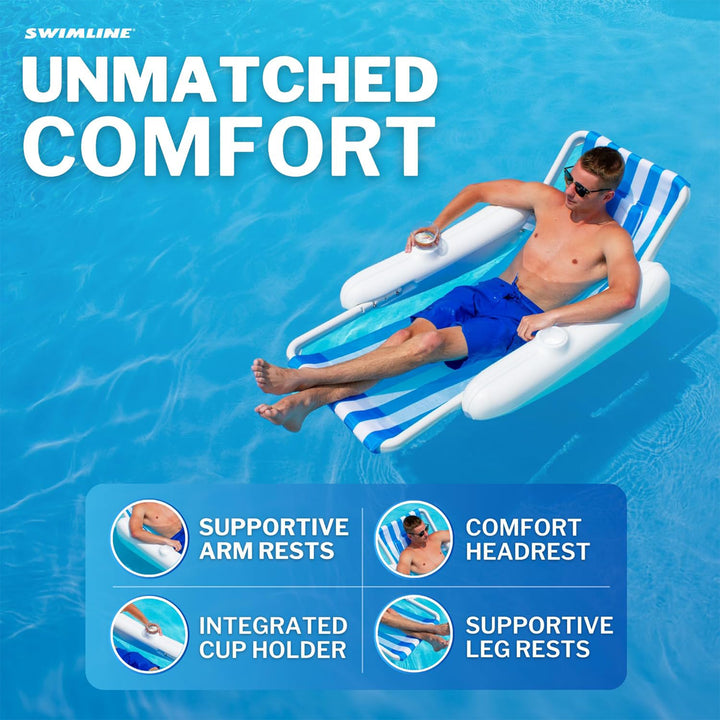 Swimline Sunchaster Sling Style Floating Water Lounge Chair, Swimming Pool Float
