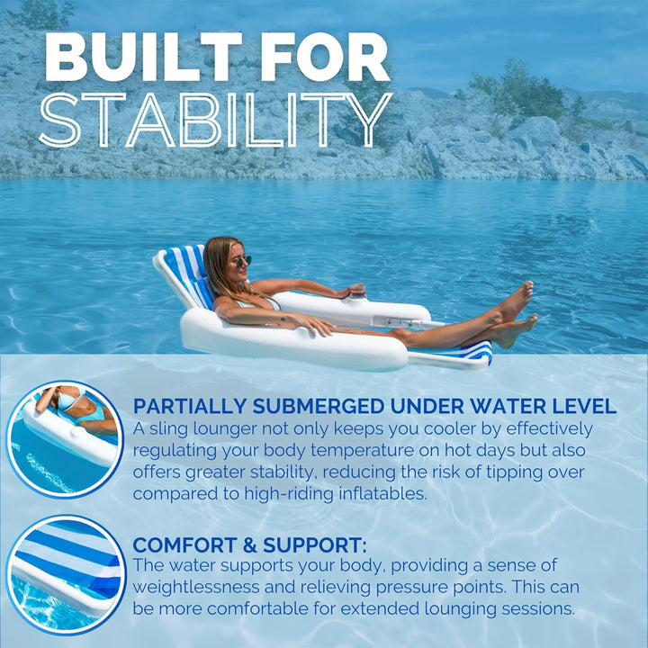 Swimline Sunchaster Sling Style Floating Water Lounge Chair, Swimming Pool Float