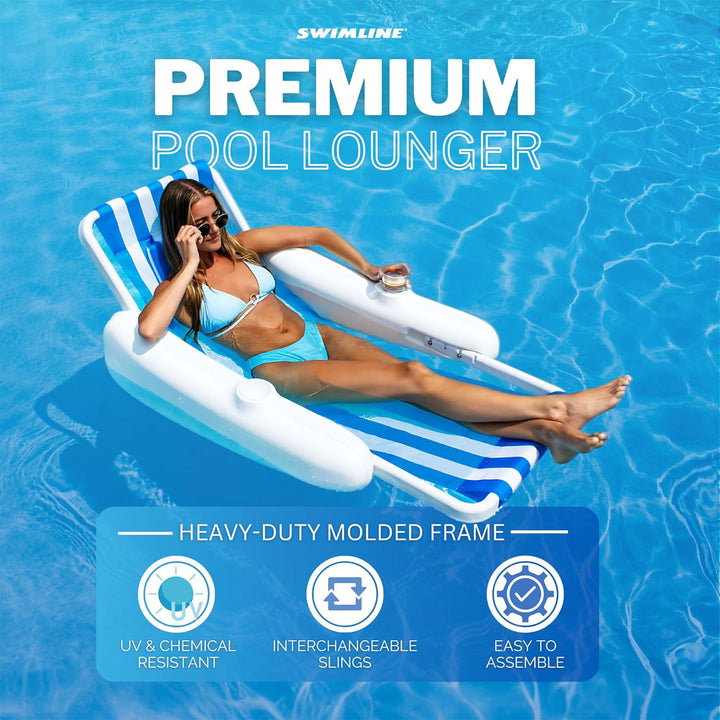 Swimline Sunchaster Sling Style Floating Water Lounge Chair, Swimming Pool Float