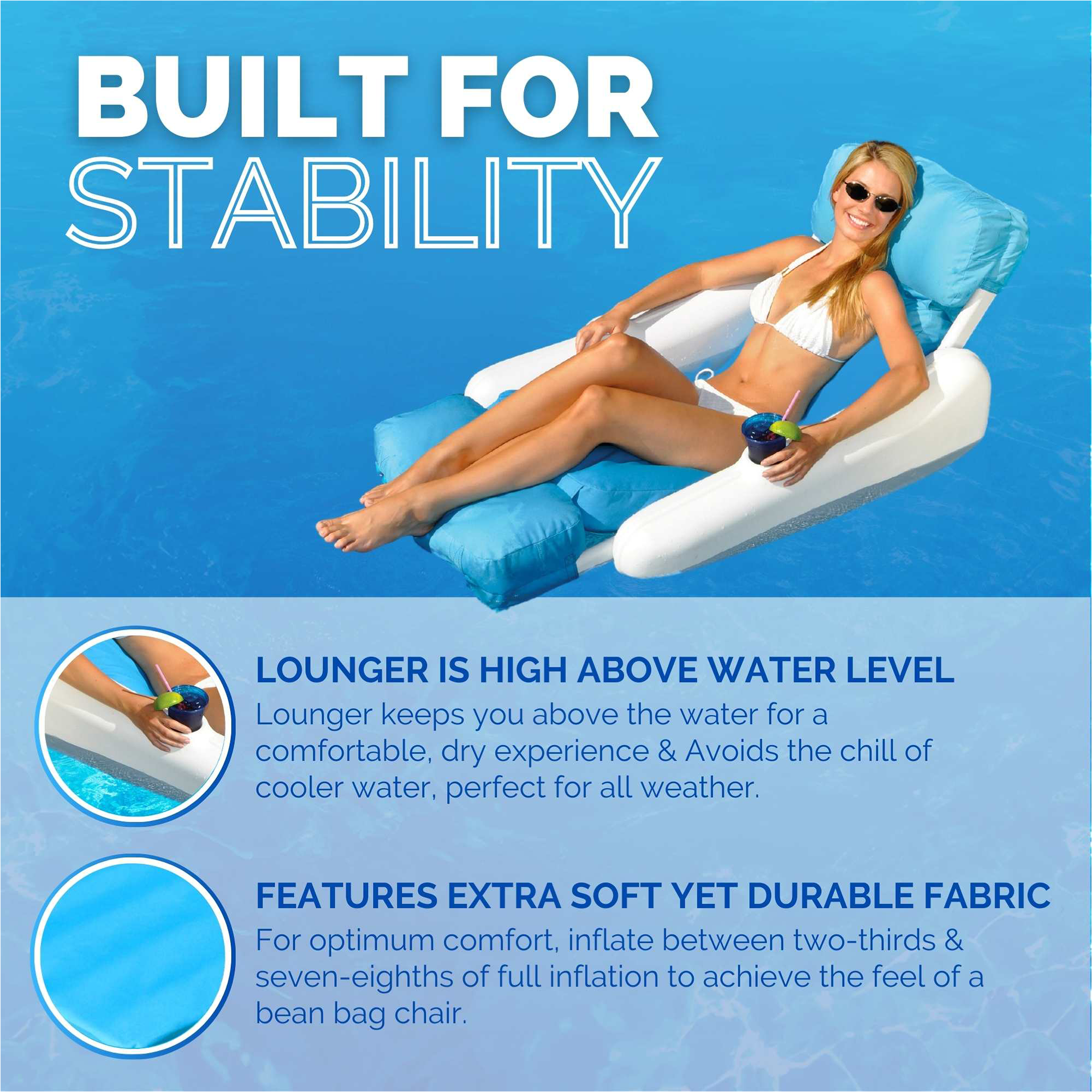 Swimline Sunchaster SunSoft Luxury Outdoor Lounge Chair, Swimming Pool Float - VMInnovations