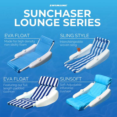 Swimline Sunchaster SunSoft Luxury Outdoor Lounge Chair, Swimming Pool Float - VMInnovations