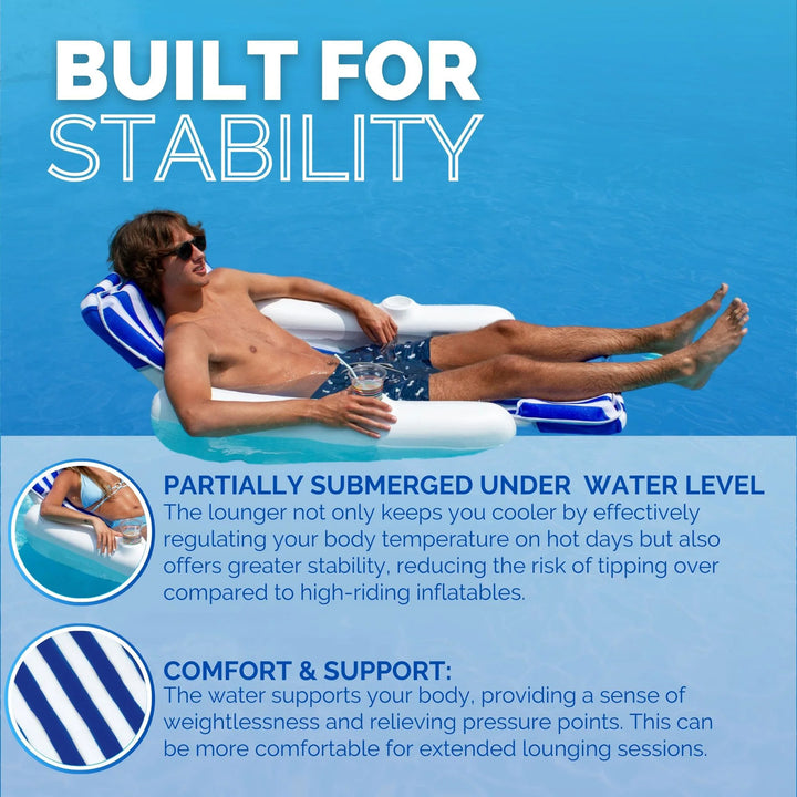 Swimline Sunchaster SunSoft Luxury Outdoor Lounge Chair, Swimming Pool Float