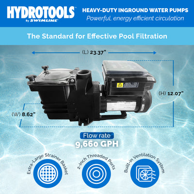 Swimline Hydrotools 9720 GPH Filter Pump for Above and Inground Swimming Pools - VMInnovations
