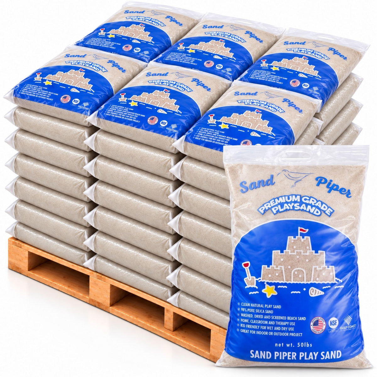 SandPiper 50 lb Premium Grade Play Sand with Chemical Free Formula, 56 Pack
