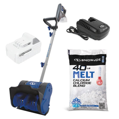 Snow Joe Calcium Chloride Ice Melt 40 Pounds & Cordless Shovel for Snow Removal