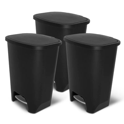 Glad Kitchen Trash Can with Lid and Garbage Bag Rings, 20 Gal, Black, 3 Pack - VMInnovations