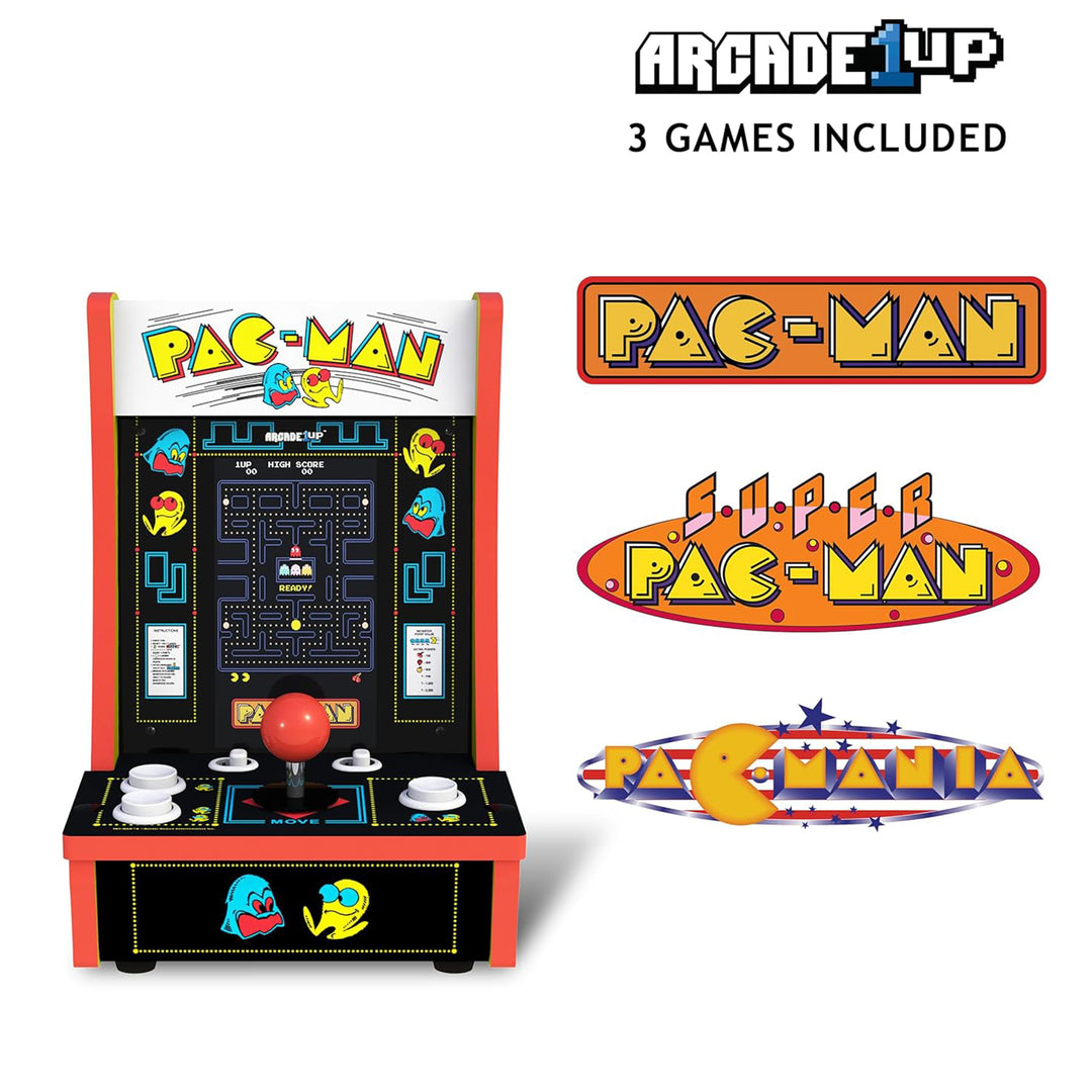 Arcade1Up Pac-Man Countercade Arcade Machine with 3 Retro Games & 7" LCD Monitor