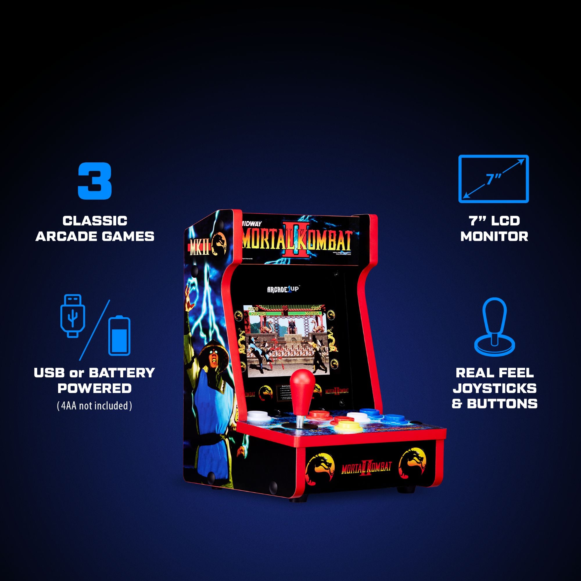 Arcade1Up Mortal Kombat II Countercade Countertop Arcade Machine with 3 Games - VMInnovations
