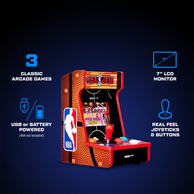 Arcade1Up NBA JAM Countercade Arcade w/3 Games, 7" LCD Screen & Light-Up Marquee - VMInnovations