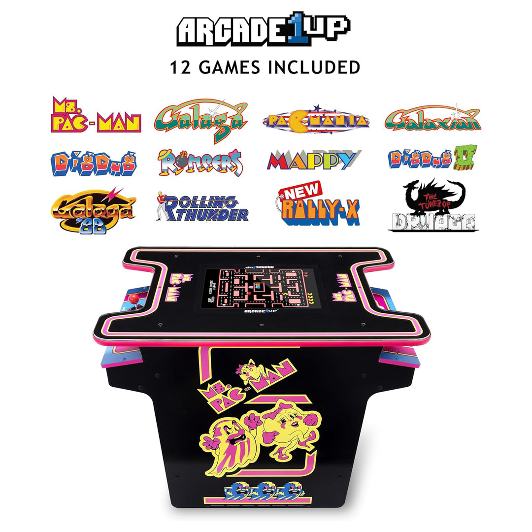 Arcade1UP Ms. PAC-MAN Head-to-Head Arcade Machine 12in1 Retro Home Arcade Table