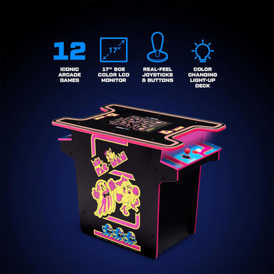 Arcade1Up Ms.PAC-MAN Arcade Cocktail Table w/ 12 Games & 2 Player Control Panel (Open Box)