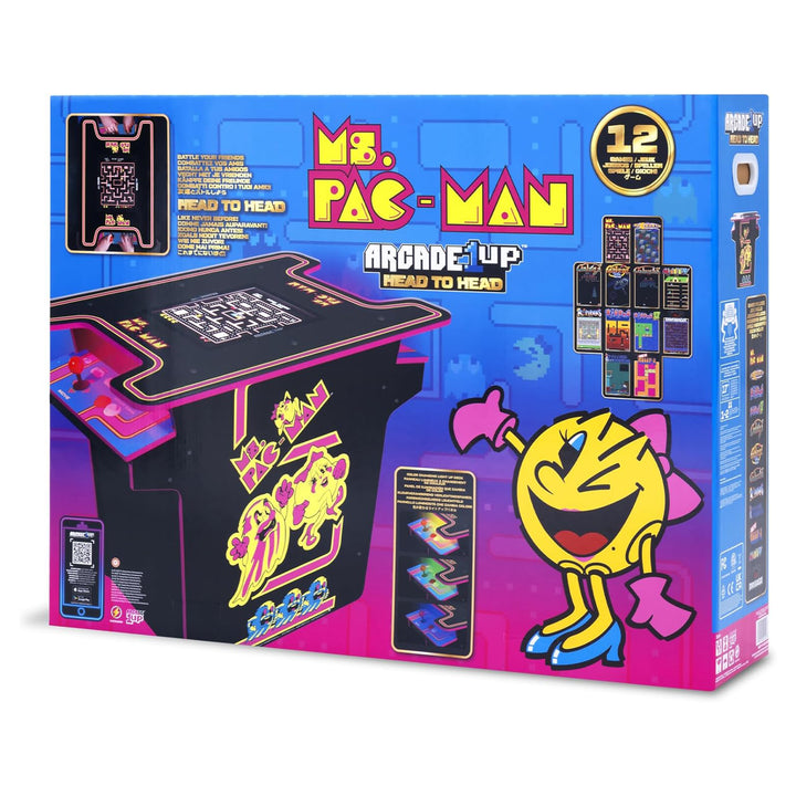 Arcade1UP Ms. PAC-MAN Head-to-Head Arcade Machine 12in1 Retro Home Arcade Table