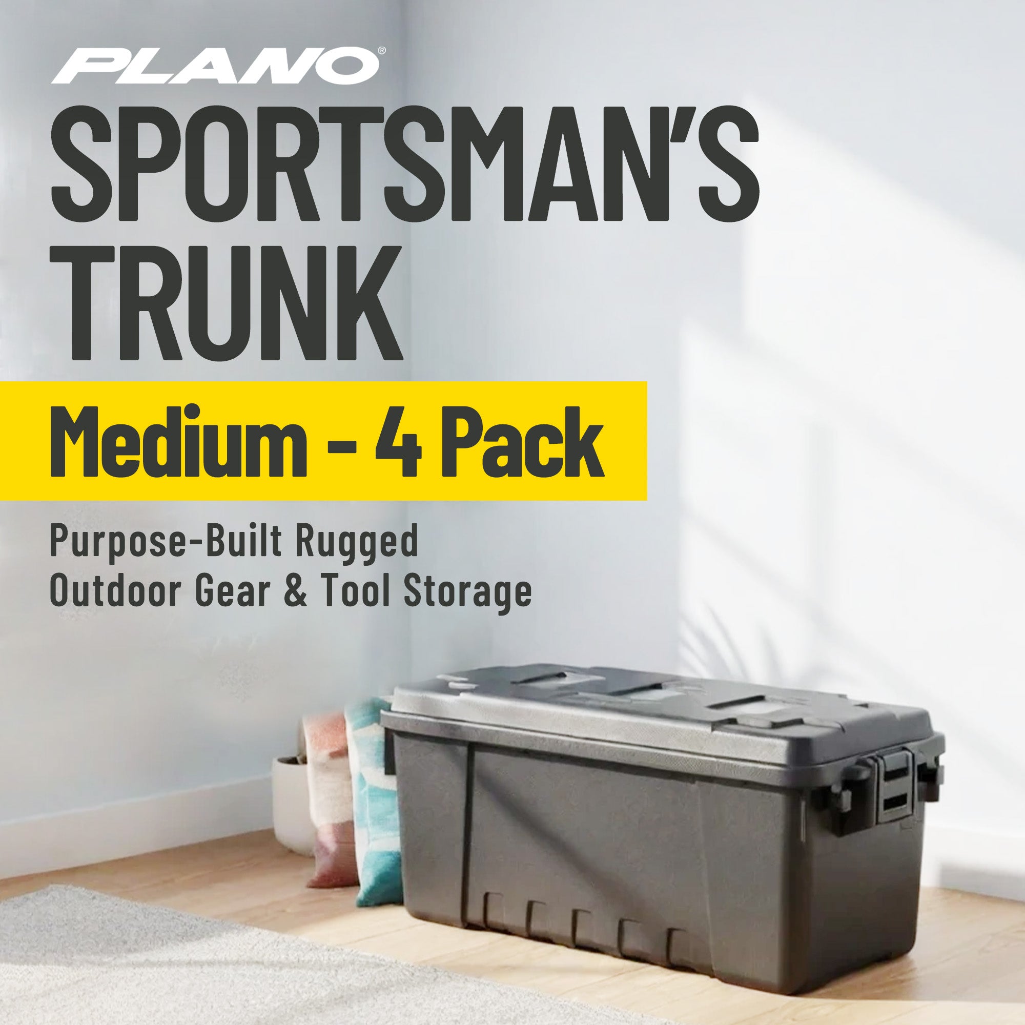 Plano 4 Pack Medium Sportsman's Trunk for Outdoor/Indoor Gear and Tools, Black - VMInnovations