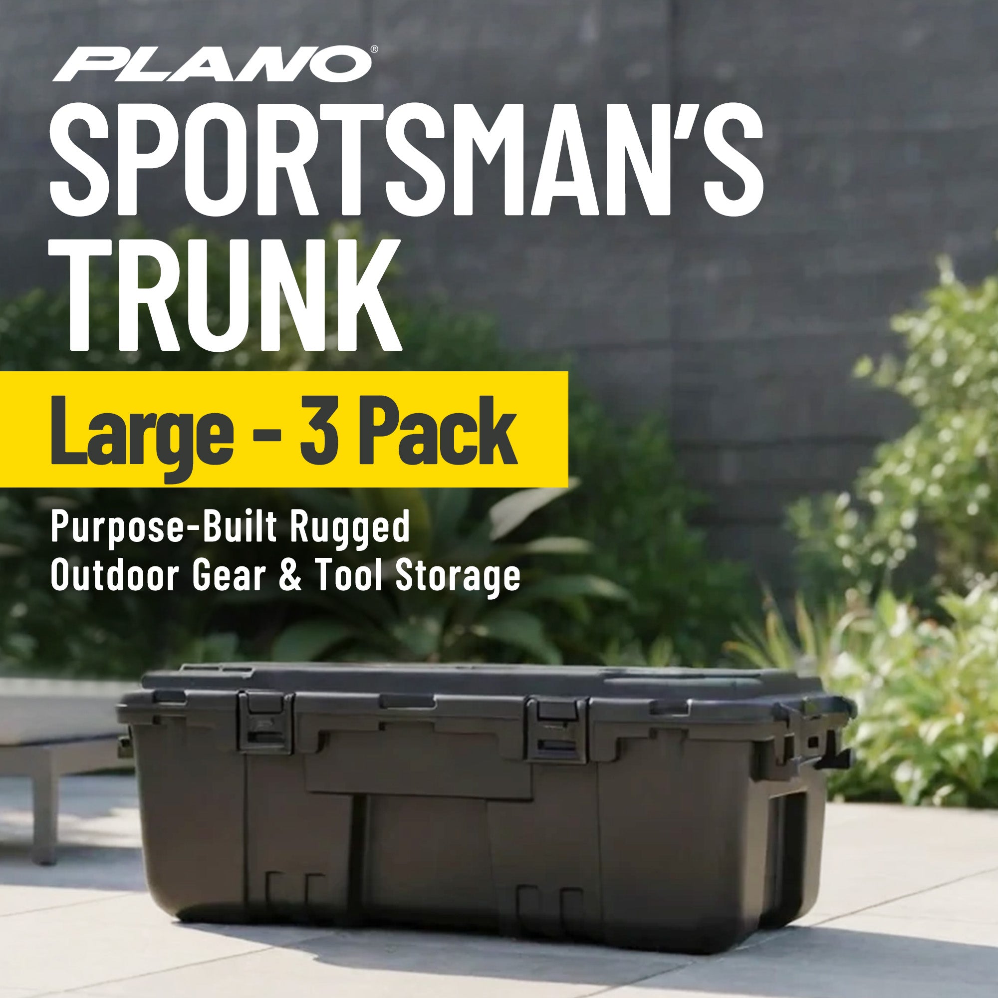 Plano 3 Pack Large Sportsman's Trunk for Outdoor Gear & Tools with Wheels, Black
