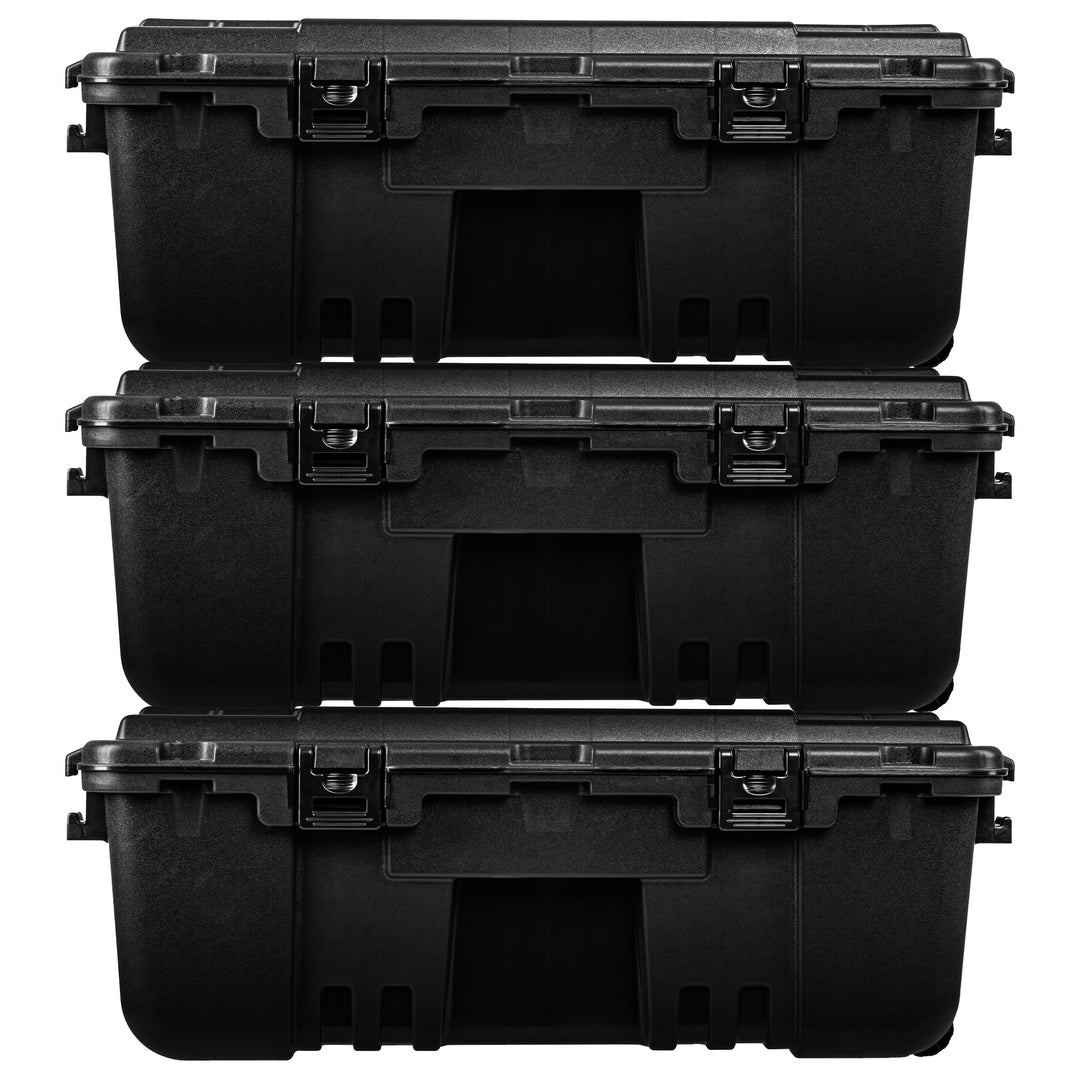 Plano 3 Pack Large Sportsman's Trunk for Outdoor Gear & Tools with Wheels, Black