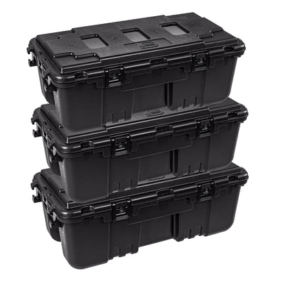Plano 3 Pack Large Sportsman's Trunk for Outdoor Gear & Tools with Wheels, Black