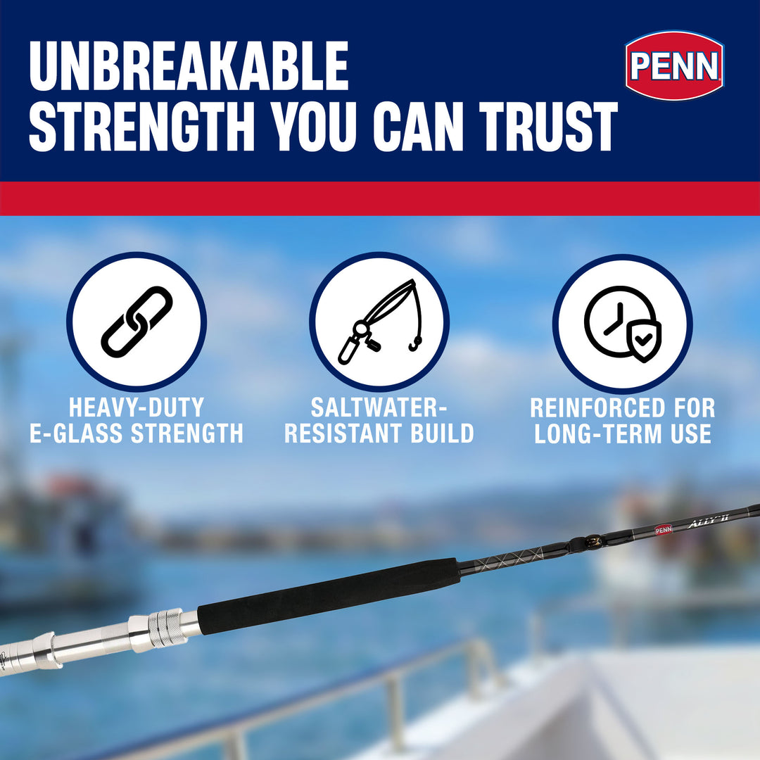 Penn Ally II Boat Conventional Casting Fishing Rod 6 Feet, up to 50 Lbs, Black - VMInnovations