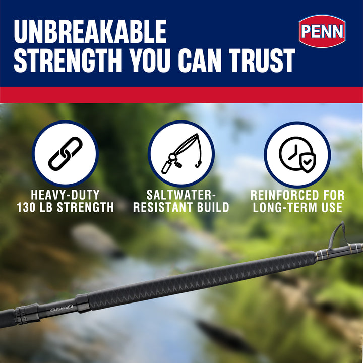 Penn Carnage III Boat Conventional WC Spinning Fishing Rod 7’, up to 130 Pounds - VMInnovations