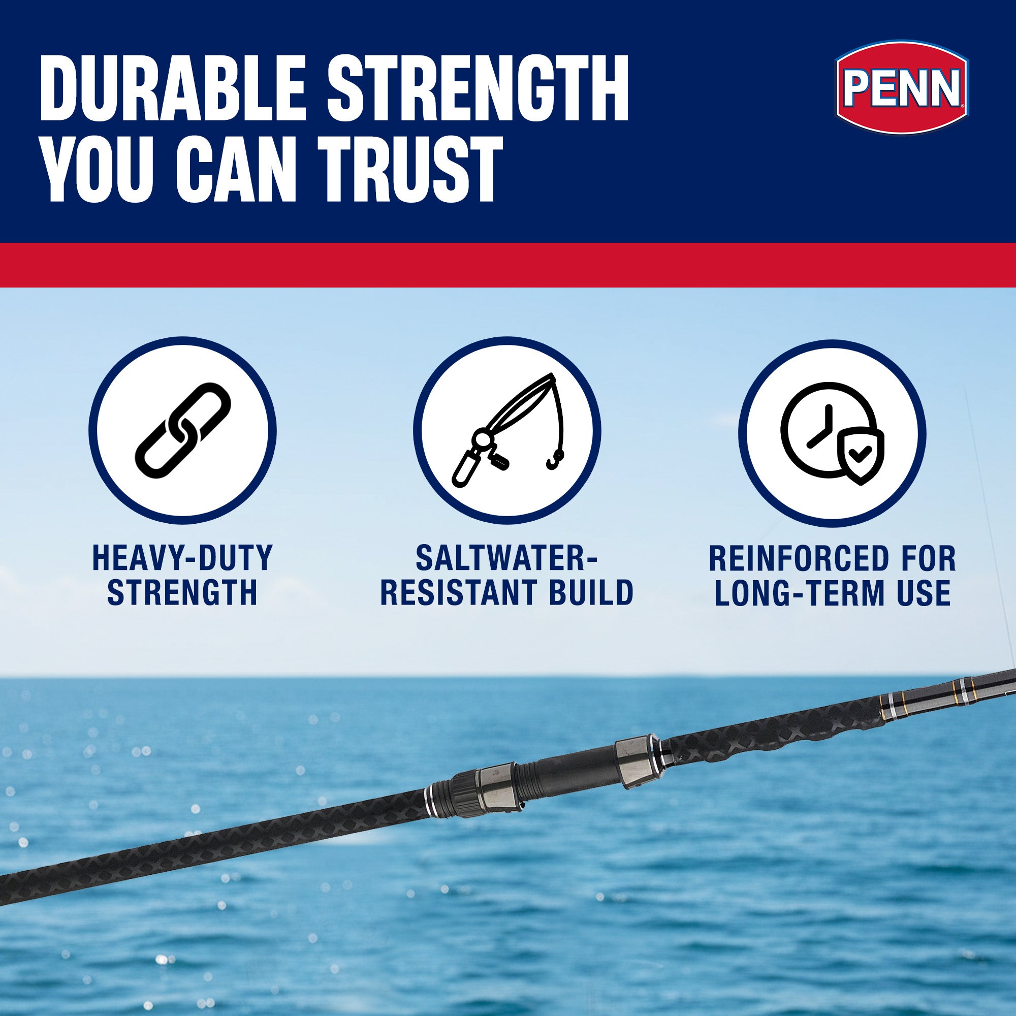 Penn Carnage III Surf Conventional Spinning Fishing Rod 9’, up 30 Lbs,(Open Box) - VMInnovations