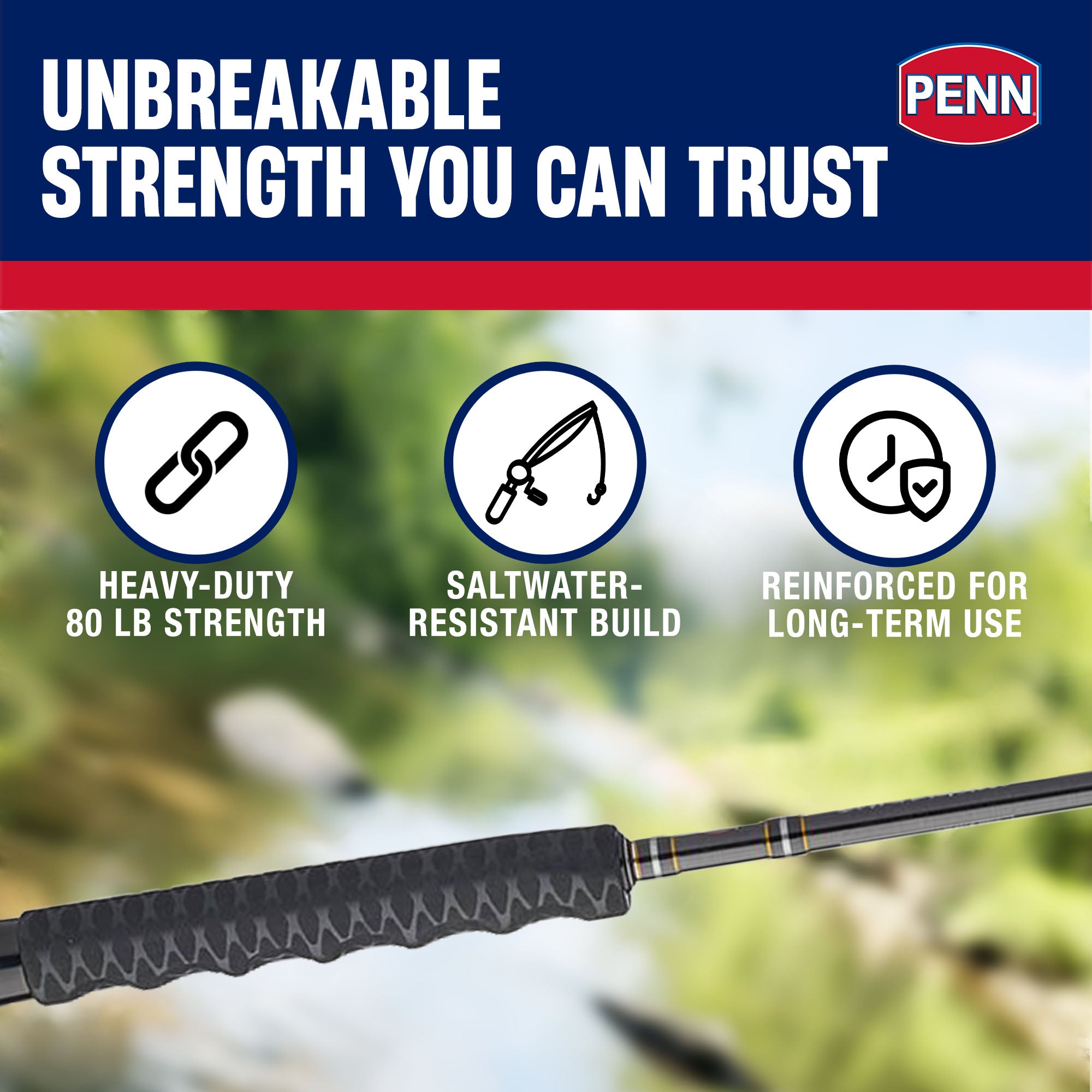 Penn Carnage III Boat Conventional Casting Fishing Rod 6'6", up to 80 Lb, Black