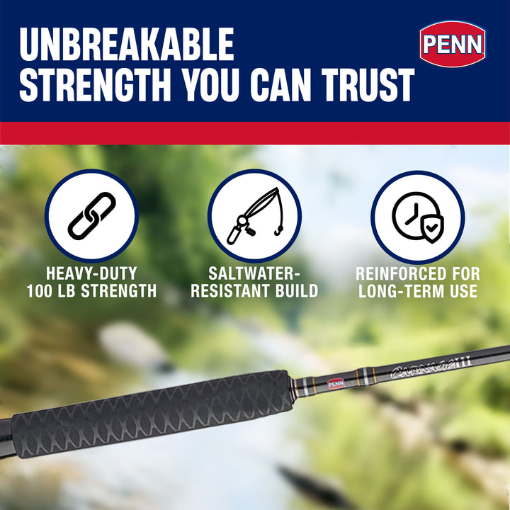 Penn Carnage III Boat Conventional Casting Fishing Rod 6'6", up to 100 Lb, Black - VMInnovations