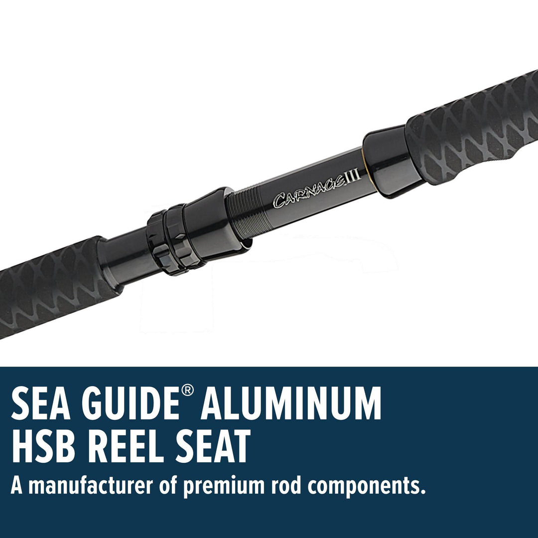 Penn Carnage III Jig Conventional Spinning Fishing Rod 6’, up to 200 Lbs, Black