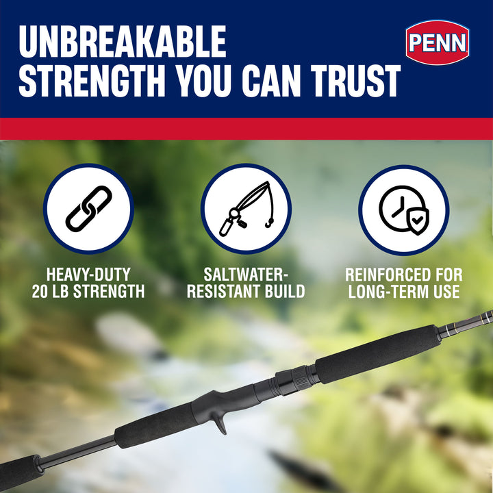 Penn Carnage III Inshore Casting Fishing Rod, 7 Feet, Loads up to 20 Lbs, Black - VMInnovations