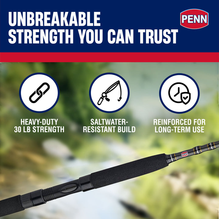 Penn Carnage III Inshore Spinning Fishing Rod, 7 Feet, Loads up to 30 Lbs, Black - VMInnovations