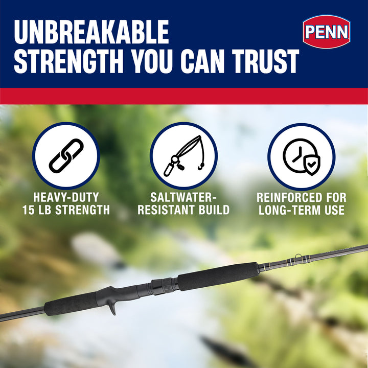 Penn Carnage III Inshore Casting Fishing Rod, 7 Feet, Loads up to 15 Lbs, Black - VMInnovations