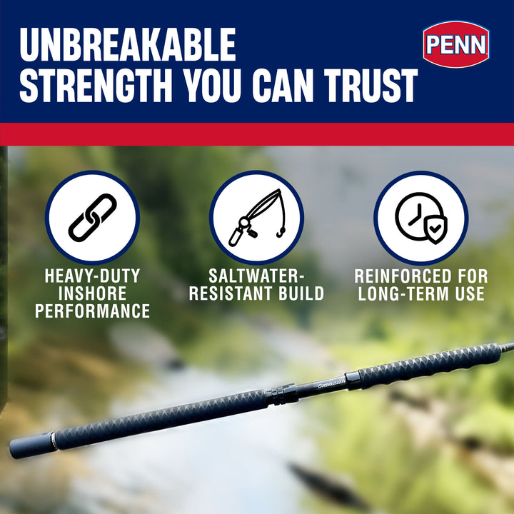 Penn Carnage III Inshore Spinning Fishing Rod, 7 Feet, Loads up to 15 Lbs, Black - VMInnovations