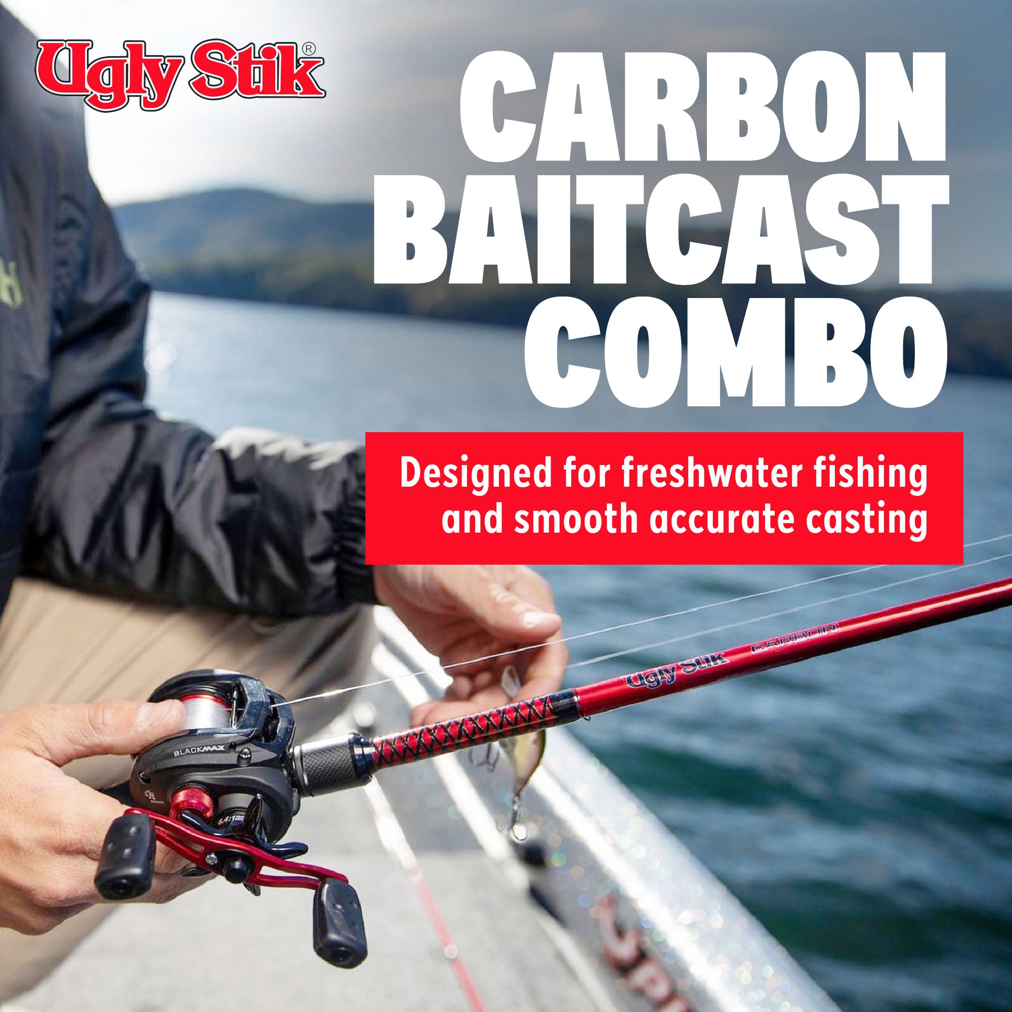 Ugly Stik Carbon Low Profile Baitcast Reel & Rod Combo, Right-Handed (Open Box) - VMInnovations