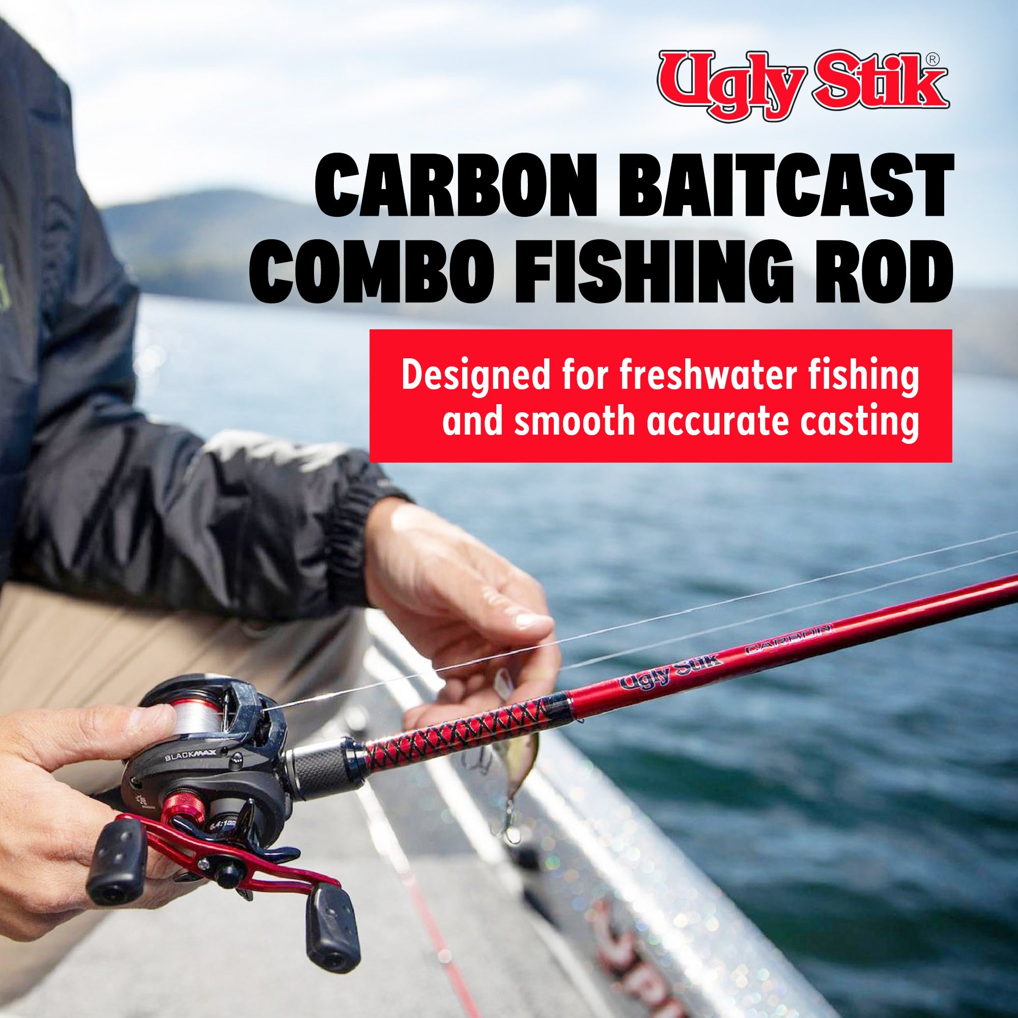 Ugly Stik Carbon Low Profile Baitcast Reel & Rod Combo, Left-Handed  (Open Box)