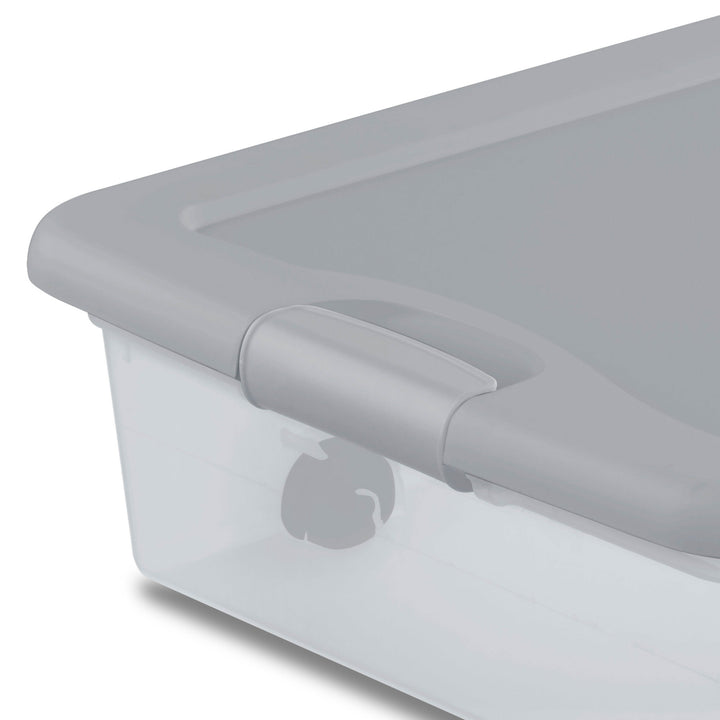 Sterilite 56Qt Wheeled Under Bed Storage Container, Plastic Bin, Silver, 12 Pack