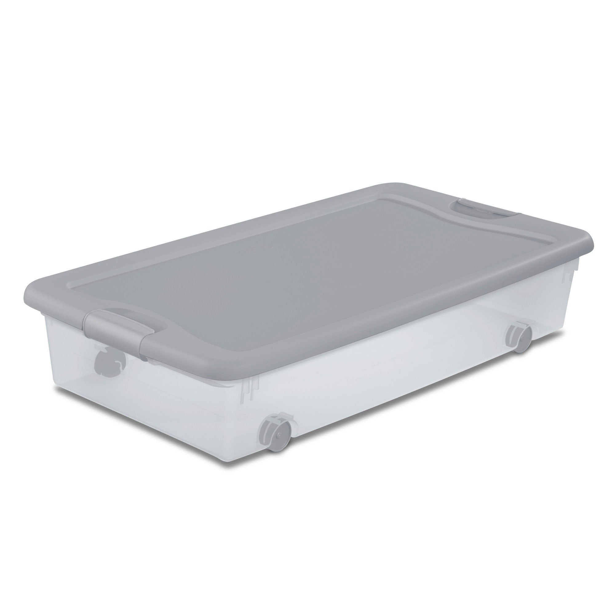 Sterilite 56 Qt Wheeled Under Bed Storage Container, Plastic Bin, Silver, 8 Pack