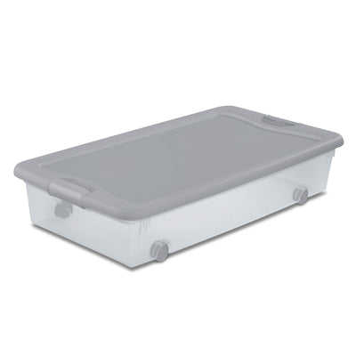 Sterilite 56Qt Wheeled Under Bed Storage Container, Plastic Bin, Silver, 12 Pack