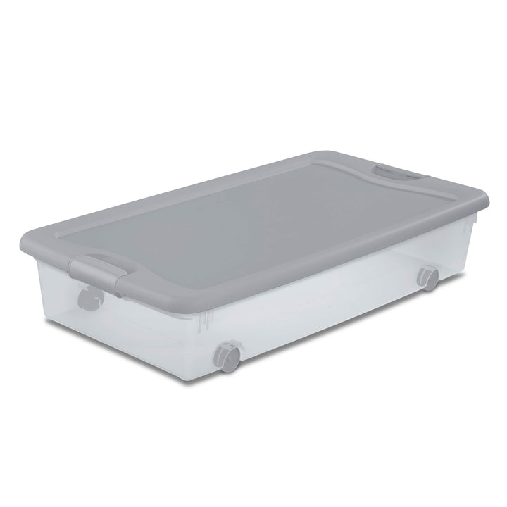 Sterilite 56 Qt Wheeled Under Bed Storage Container, Plastic Bin, Silver, 8 Pack